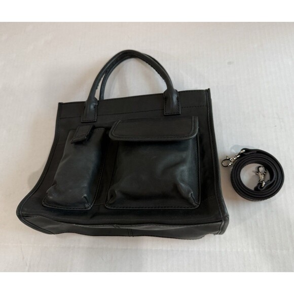 Vintage Fossil Satchel Purse Genuine Leather Black Snap Closure 75082 Handcrafte - Picture 12 of 16